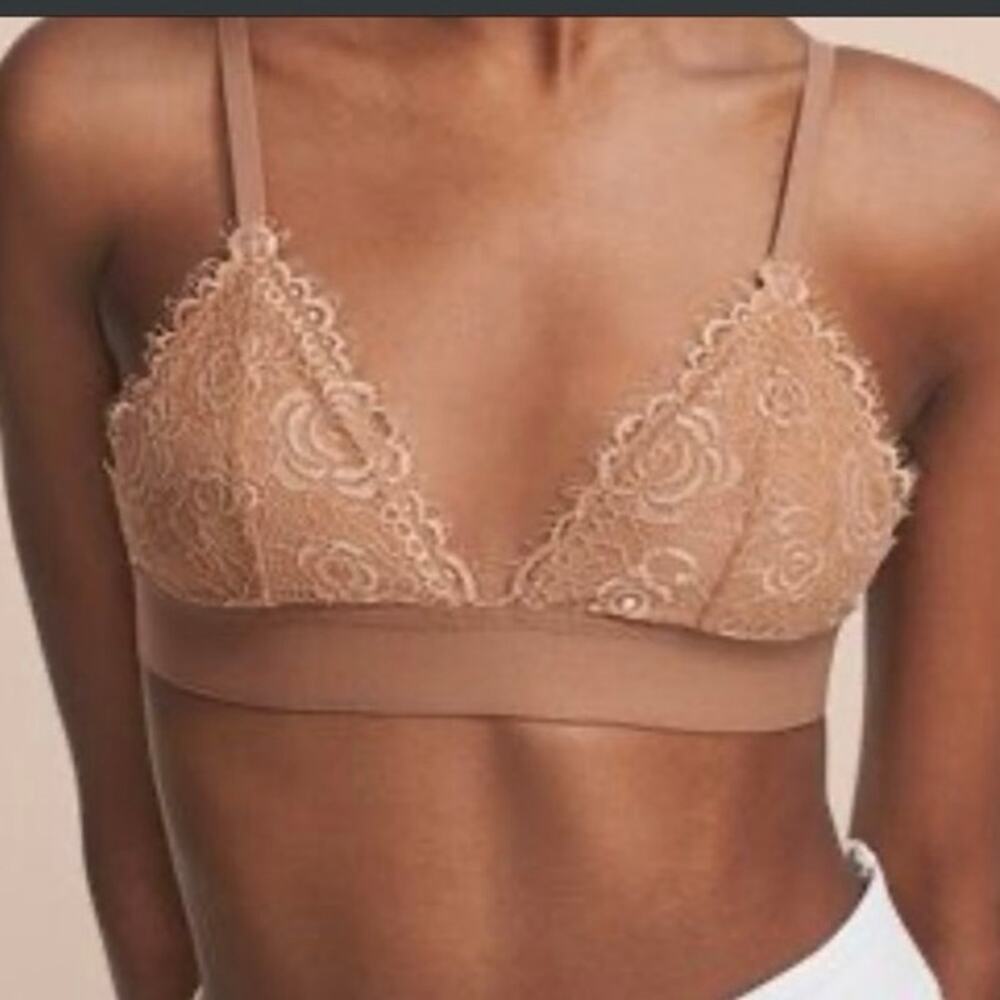 Pepper Tan Everyday Lace Triangle Wireless Bralette Size Med/36AA-B